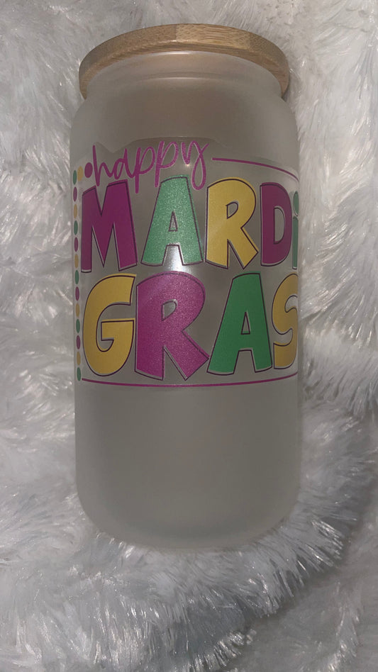 GLASS - 16oz Happy Mardi Gras