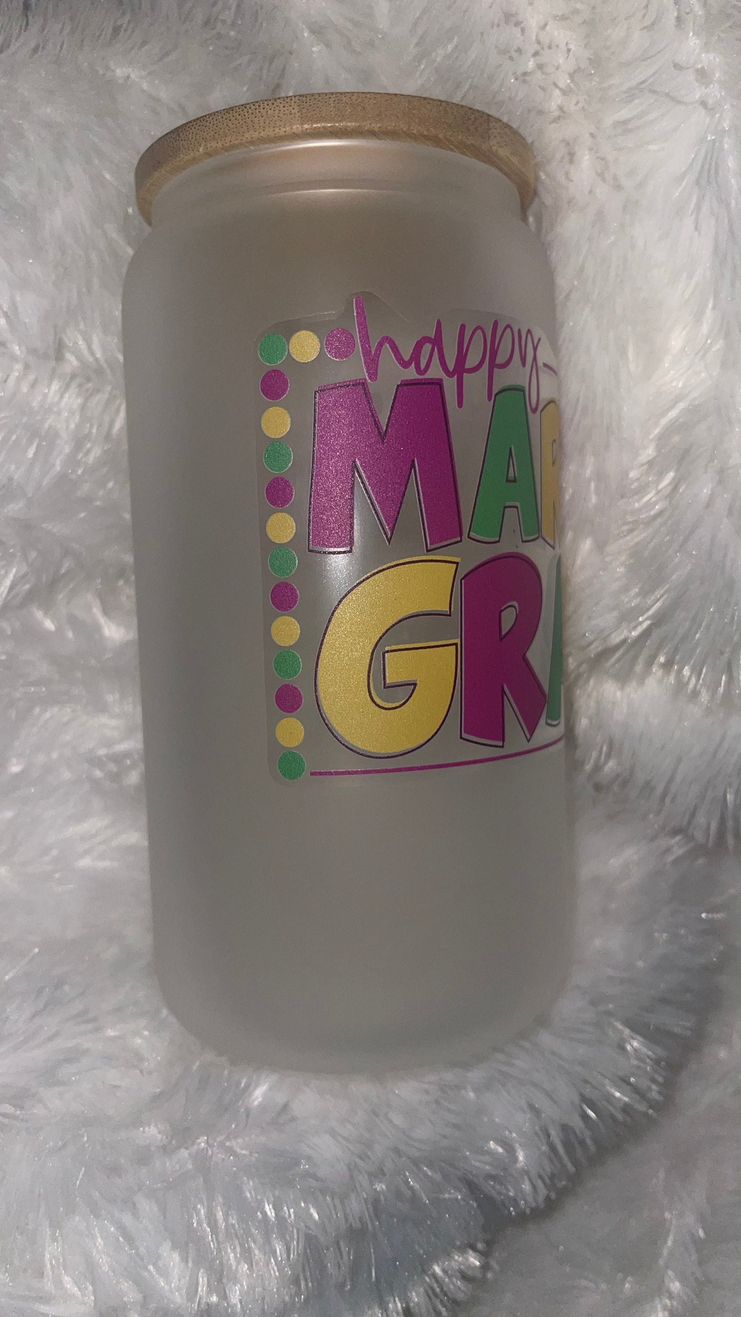 GLASS - 16oz Happy Mardi Gras